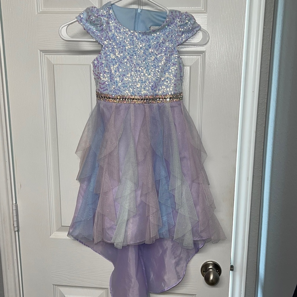 Rare Editions Pastel Sequin Tulle High Low Party Dress Size 6